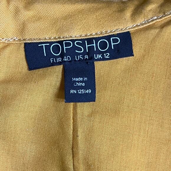 Topshop Yellow Floral Cutout Mini Dress Size 8 Mod Retro Collared Sleeveless - Picture 6 of 9